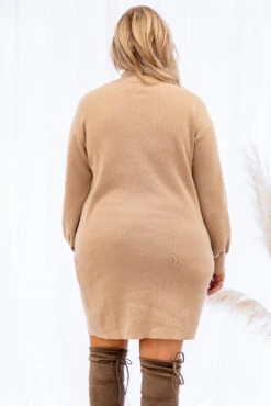 Brunch Chic Sweater Dress, Taupe -Chic Soul Store 5E1A2839 Edit
