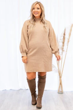 Brunch Chic Sweater Dress, Taupe -Chic Soul Store 5E1A2842 Edit