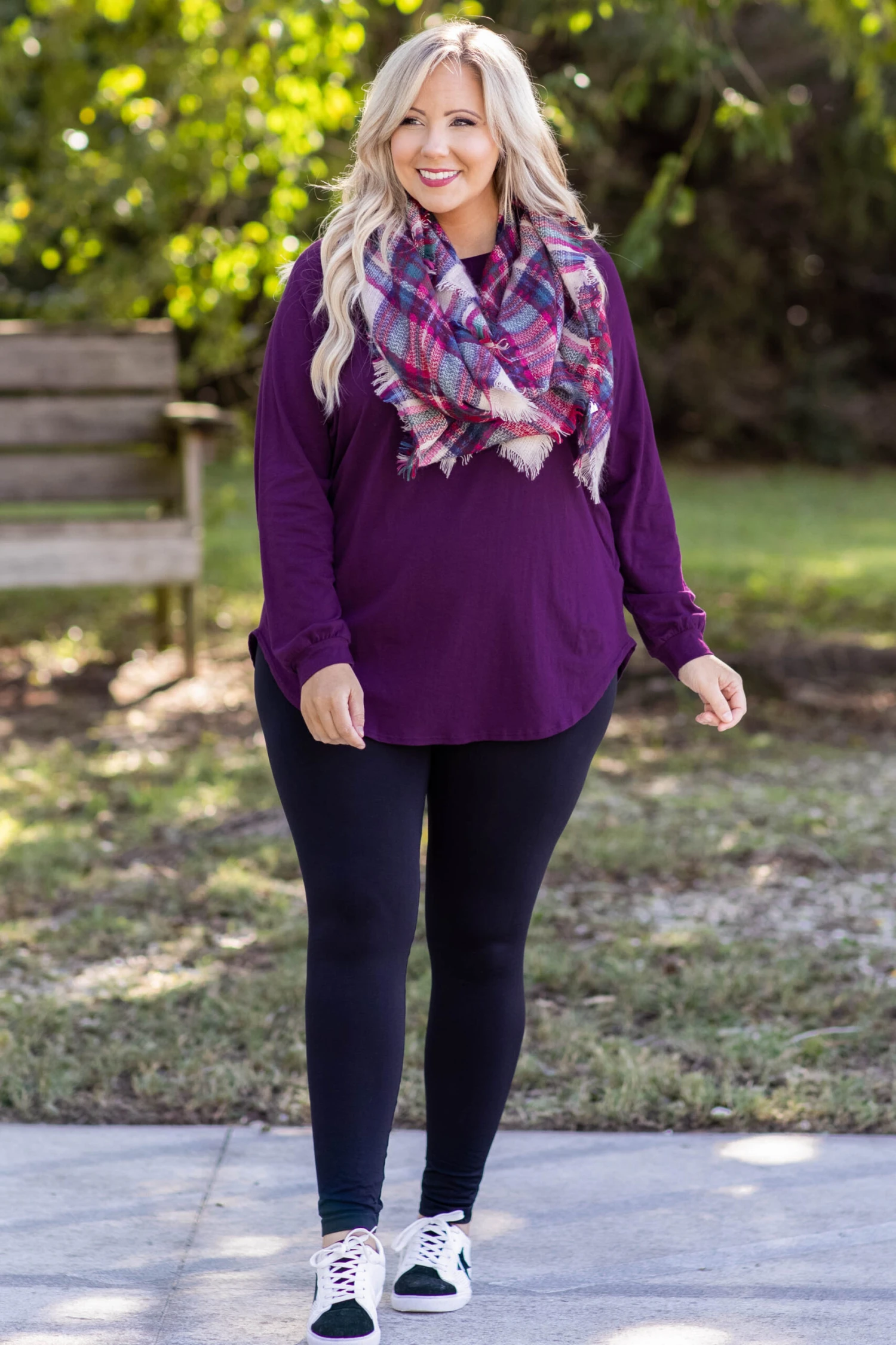Curved Hem Slouchy Dolman Tunic, Plum Sequin 6 Curved Hem Slouchy Dolman Tunic, Plum Sequin - Image 4