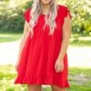 Cozy Cabana Dress, Tomato -Chic Soul Store 5E1A2866