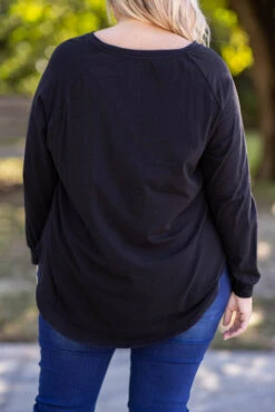 Curved Hem Slouchy Dolman Tunic, Black Sequin -Chic Soul Store 5E1A3258