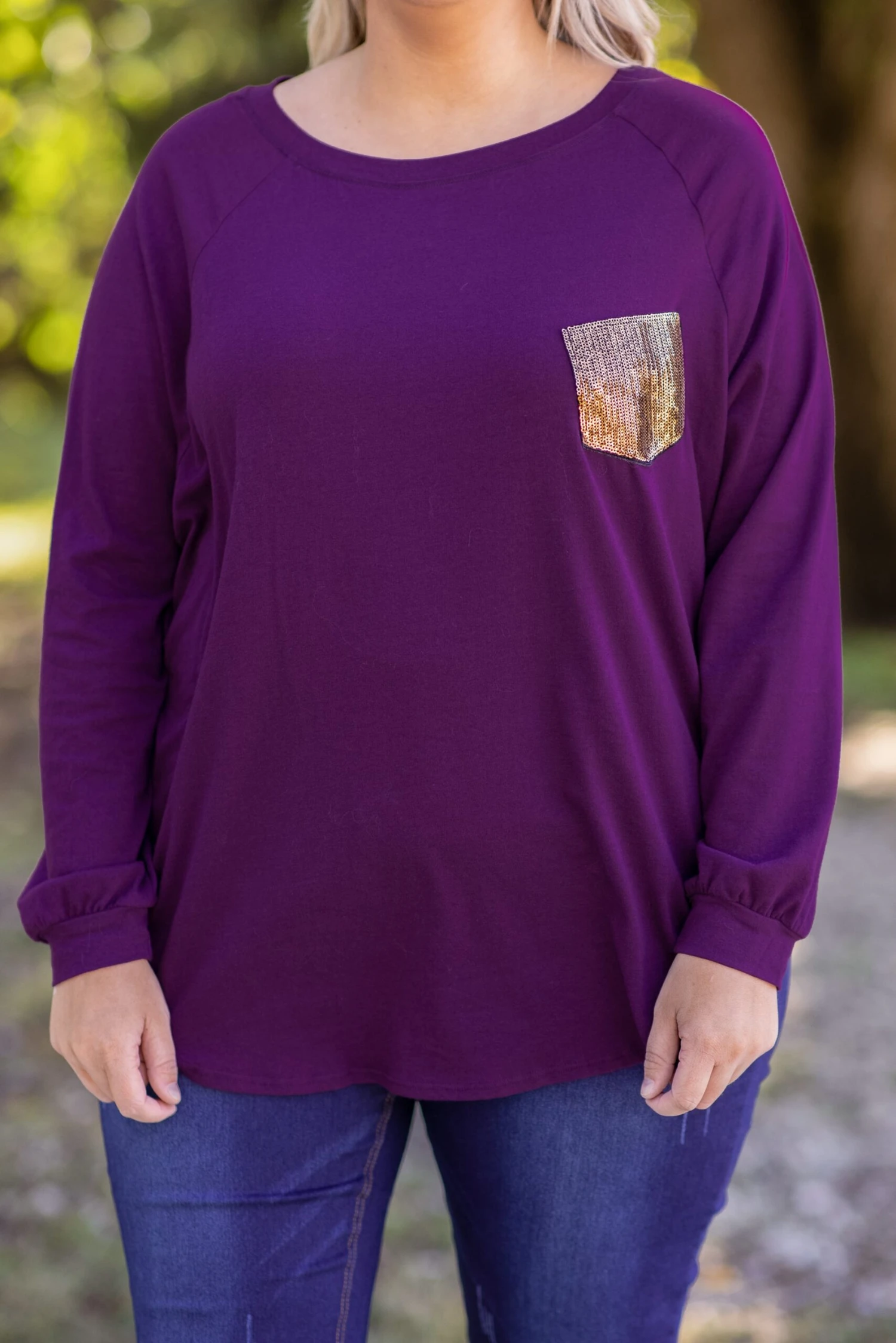 Curved Hem Slouchy Dolman Tunic, Plum Sequin 10 Curved Hem Slouchy Dolman Tunic, Plum Sequin - Image 8