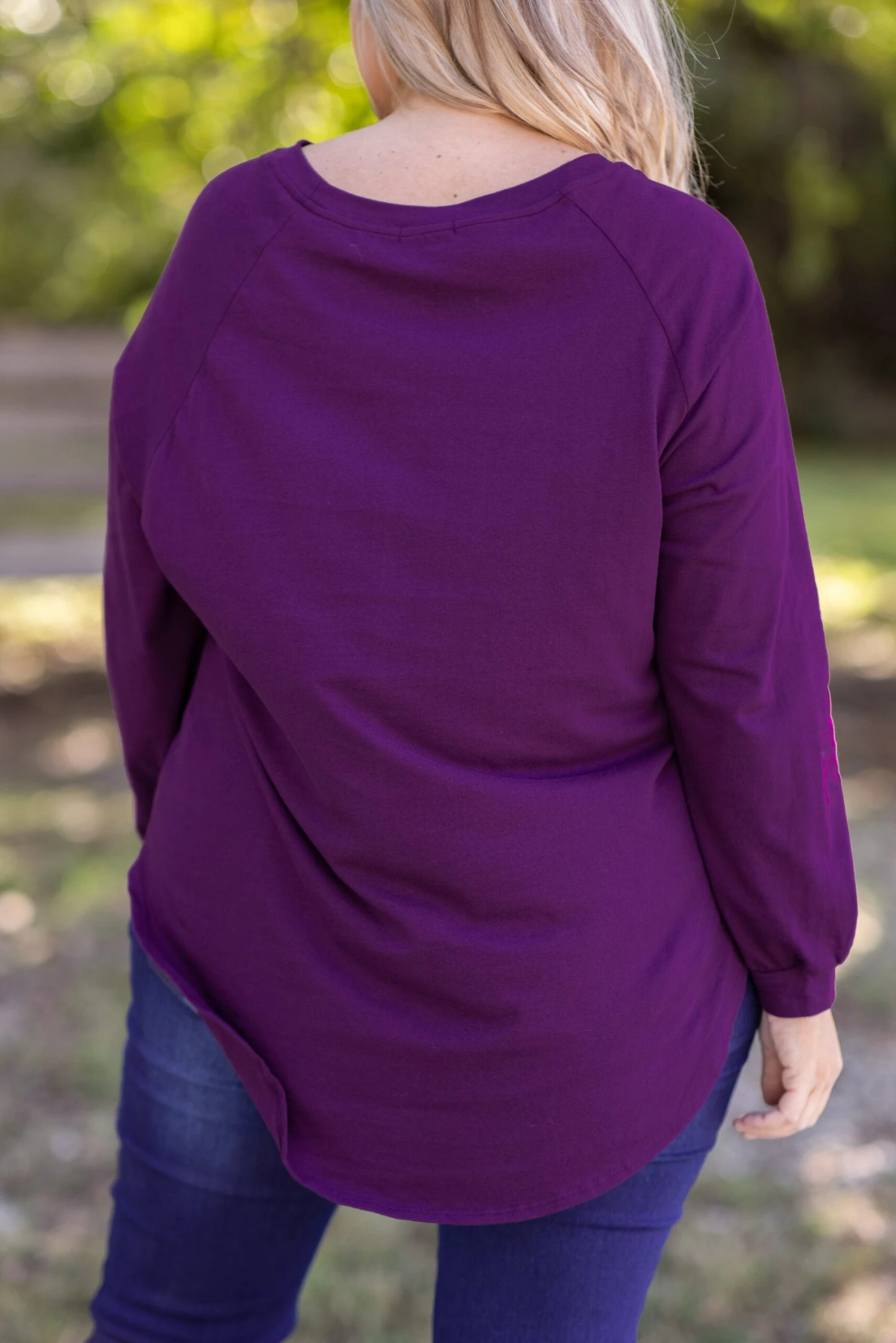 Curved Hem Slouchy Dolman Tunic, Plum Sequin 11 Curved Hem Slouchy Dolman Tunic, Plum Sequin - Image 9
