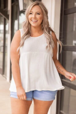 Weekender Waffle Babydoll, White 19 Weekender Waffle Babydoll, White -Chic Soul Store 5E1A3686 Edit