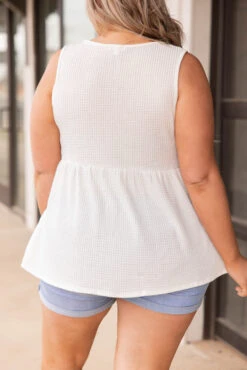 Weekender Waffle Babydoll, White 22 Weekender Waffle Babydoll, White -Chic Soul Store 5E1A3689 Edit