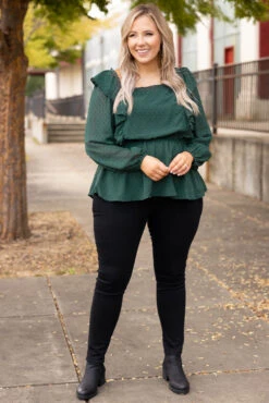 Somebody Like You Top, Hunter Green -Chic Soul Store 5E1A4611