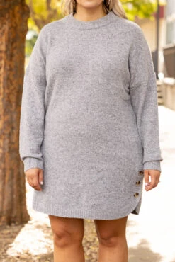 Little Do You Know Dress, Heathered Gray -Chic Soul Store 5E1A4751