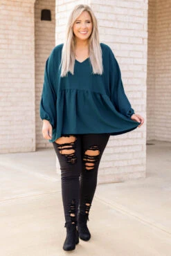 This Is Real, This Is Me Top, Teal -Chic Soul Store 5E1A5345