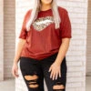 Cheetah Lips Tee, Brick -Chic Soul Store 5E1A5379 Edit