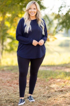 Curved Hem Slouchy Dolman Tunic, Navy Thermal 13 Curved Hem Slouchy Dolman Tunic, Navy Thermal -Chic Soul Store 5E1A5896