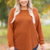 Curved Hem Slouchy Dolman Tunic, Orange Thermal 2 Curved Hem Slouchy Dolman Tunic, Orange Thermal -Chic Soul Store 5E1A5973 Edit