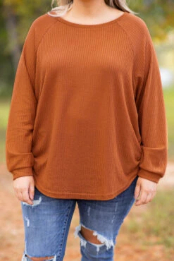 Curved Hem Slouchy Dolman Tunic, Orange Thermal -Chic Soul Store 5E1A5974