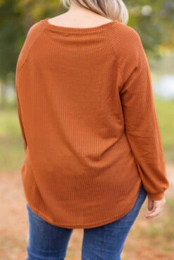 Curved Hem Slouchy Dolman Tunic, Orange Thermal -Chic Soul Store 5E1A5975 Edit