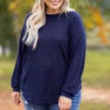 Curved Hem Slouchy Dolman Tunic, Navy Thermal 1 Curved Hem Slouchy Dolman Tunic, Navy Thermal -Chic Soul Store 5E1A6013