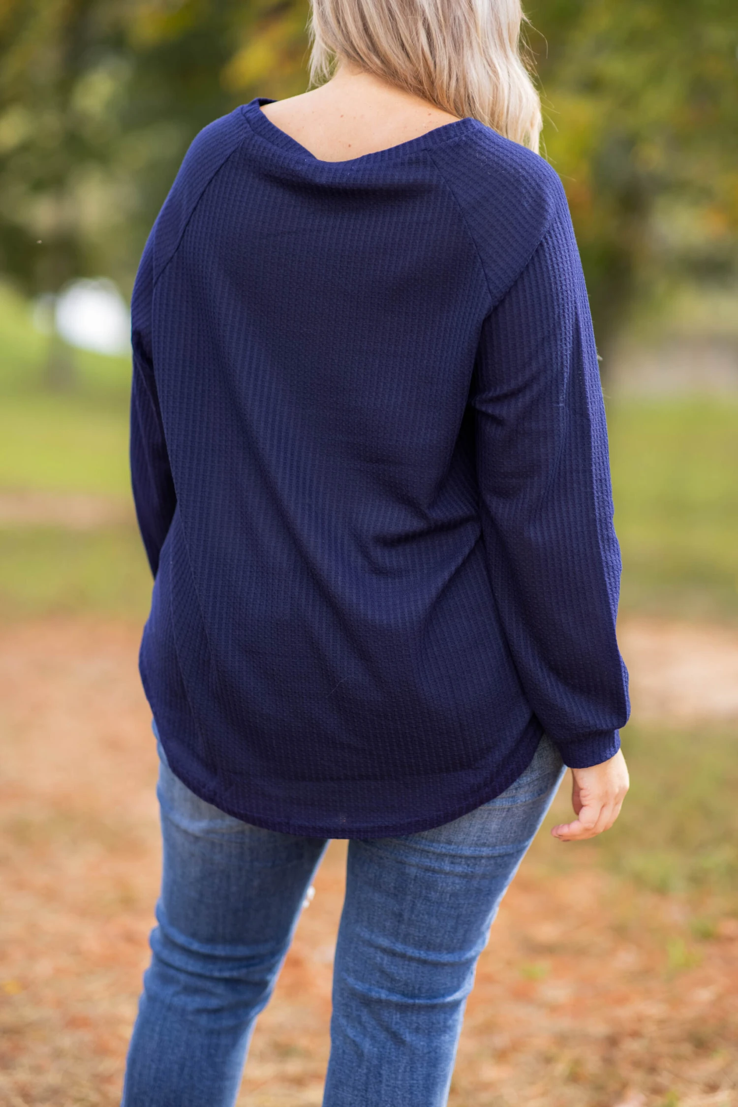 Curved Hem Slouchy Dolman Tunic, Navy Thermal 10 Curved Hem Slouchy Dolman Tunic, Navy Thermal - Image 8