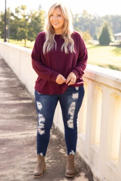 Want You Around Top, Wine -Chic Soul Store 5E1A6105 2af0bc08 31c6 44f4 88f4 b007ecd11869