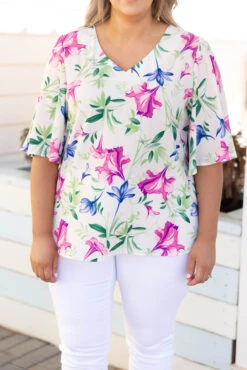 Maui Sunset Top, Ivory Multi -Chic Soul Store 5E1A6257