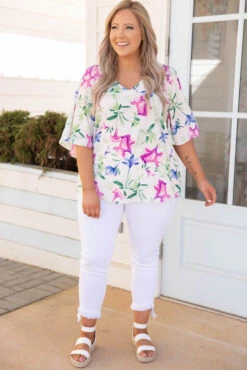 Maui Sunset Top, Ivory Multi -Chic Soul Store 5E1A6260
