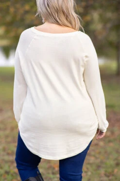 Curved Hem Slouchy Dolman Tunic, Ivory -Chic Soul Store 5E1A6429 Edit