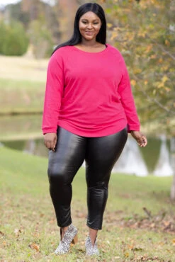 Curved Hem Slouchy Dolman Tunic, Dark Fuchsia -Chic Soul Store 5E1A6481 Edit Edit