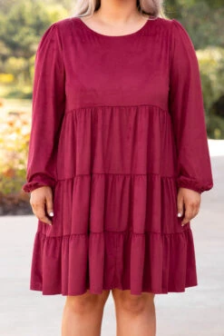 Sweet Glance Romance Dress, Burgundy -Chic Soul Store 5E1A6831