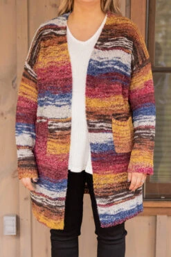 By The Way Cardigan, Burgundy Multi -Chic Soul Store 5E1A7329