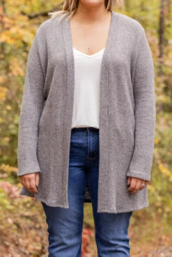 Grow Up, Show Up Cardigan, Gray -Chic Soul Store 5E1A7383