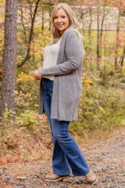 Grow Up, Show Up Cardigan, Gray -Chic Soul Store 5E1A7389