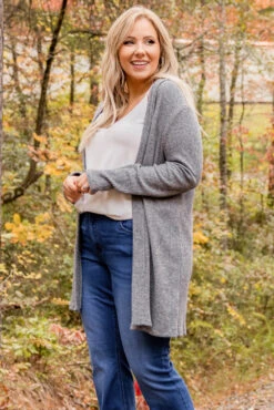 Grow Up, Show Up Cardigan, Gray