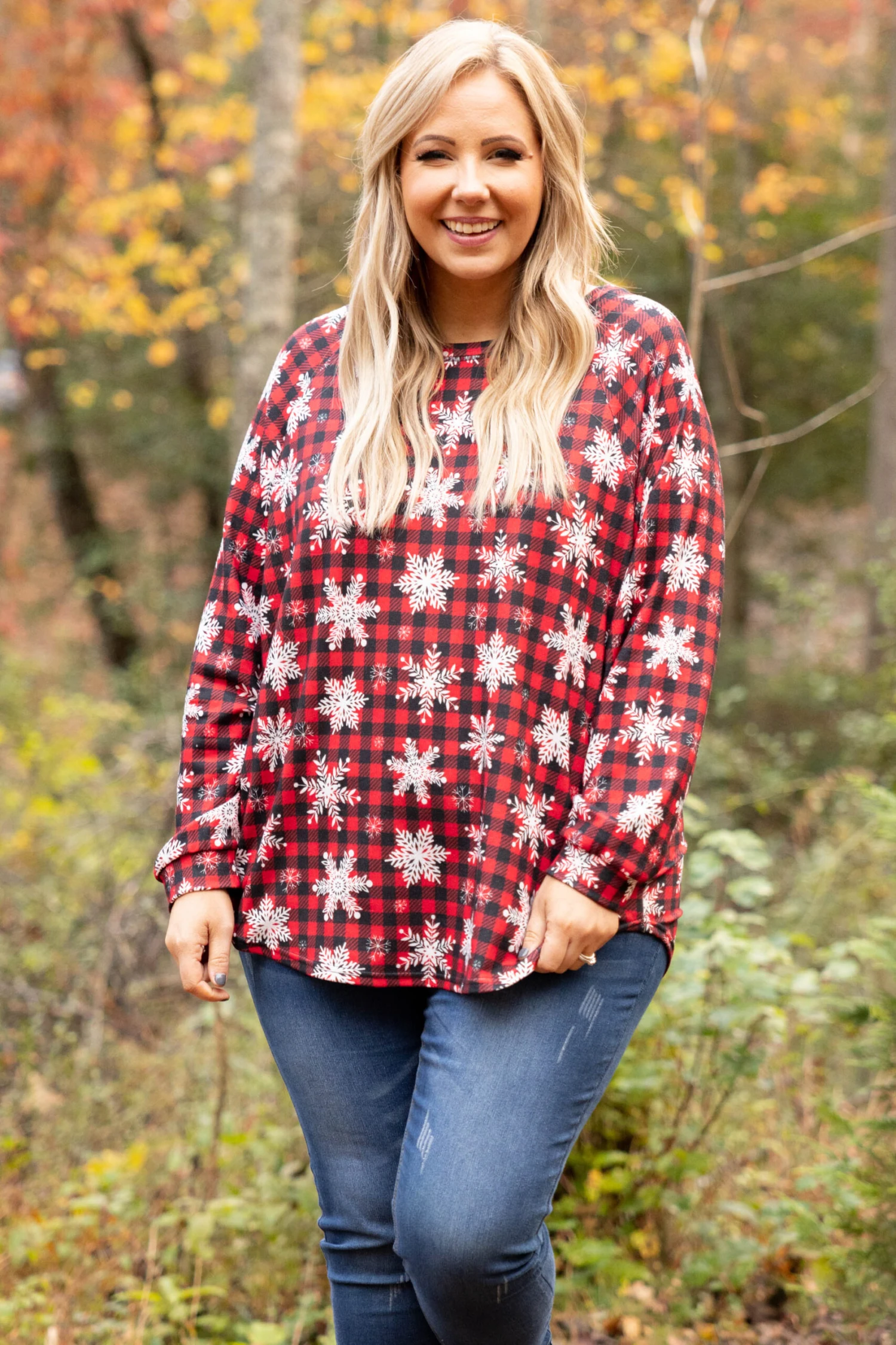 Curved Hem Slouchy Dolman Tunic, Festive Red 3 Curved Hem Slouchy Dolman Tunic, Festive Red
