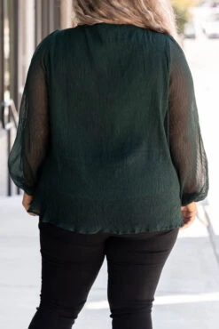 Pure Ambition Blouse, Hunter Green -Chic Soul Store 5E1A7673
