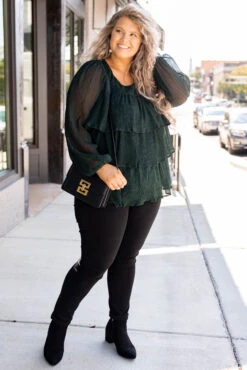 Pure Ambition Blouse, Hunter Green -Chic Soul Store 5E1A7682