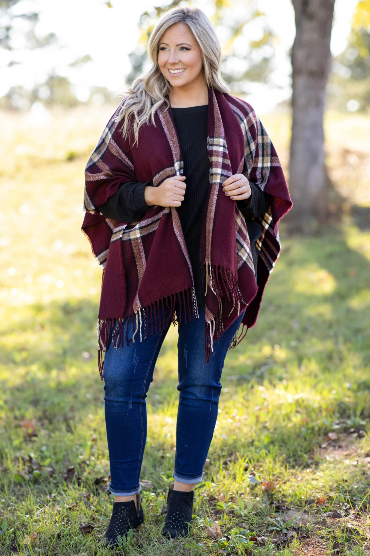 Curved Hem Slouchy Dolman Tunic, Black Thermal 5 Curved Hem Slouchy Dolman Tunic, Black Thermal - Image 3