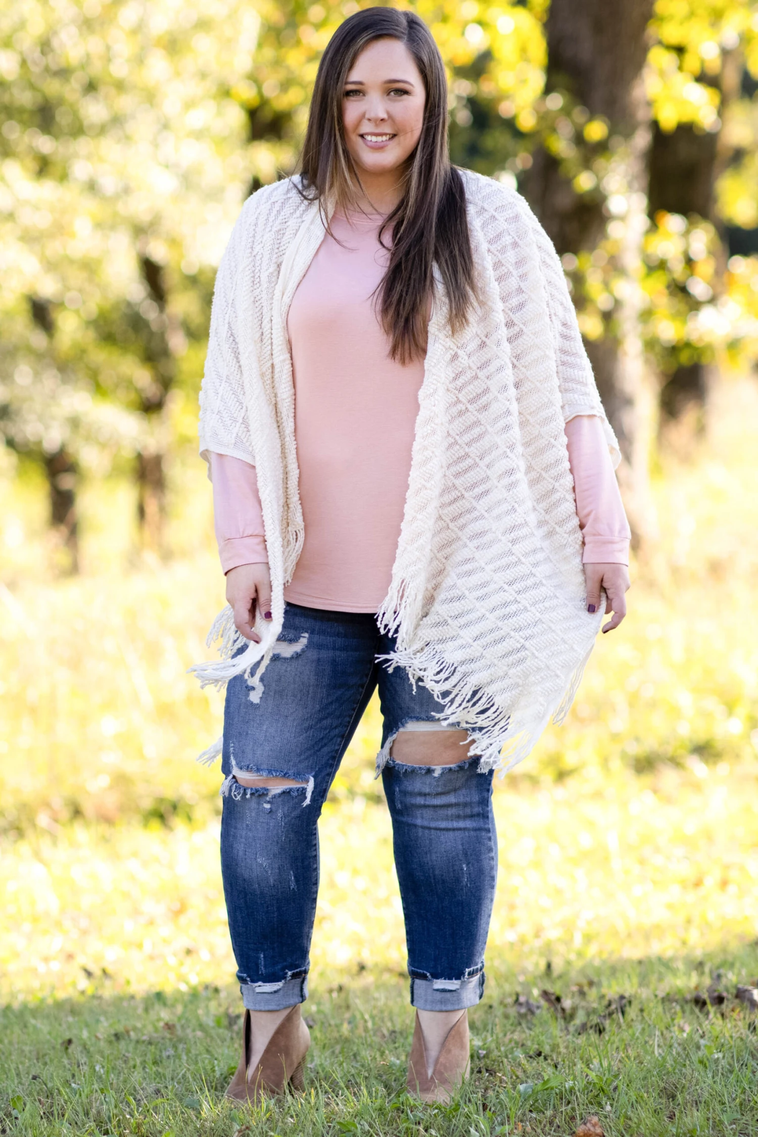 Curved Hem Slouchy Dolman Tunic, Blush Fleece 5 Curved Hem Slouchy Dolman Tunic, Blush Fleece - Image 3