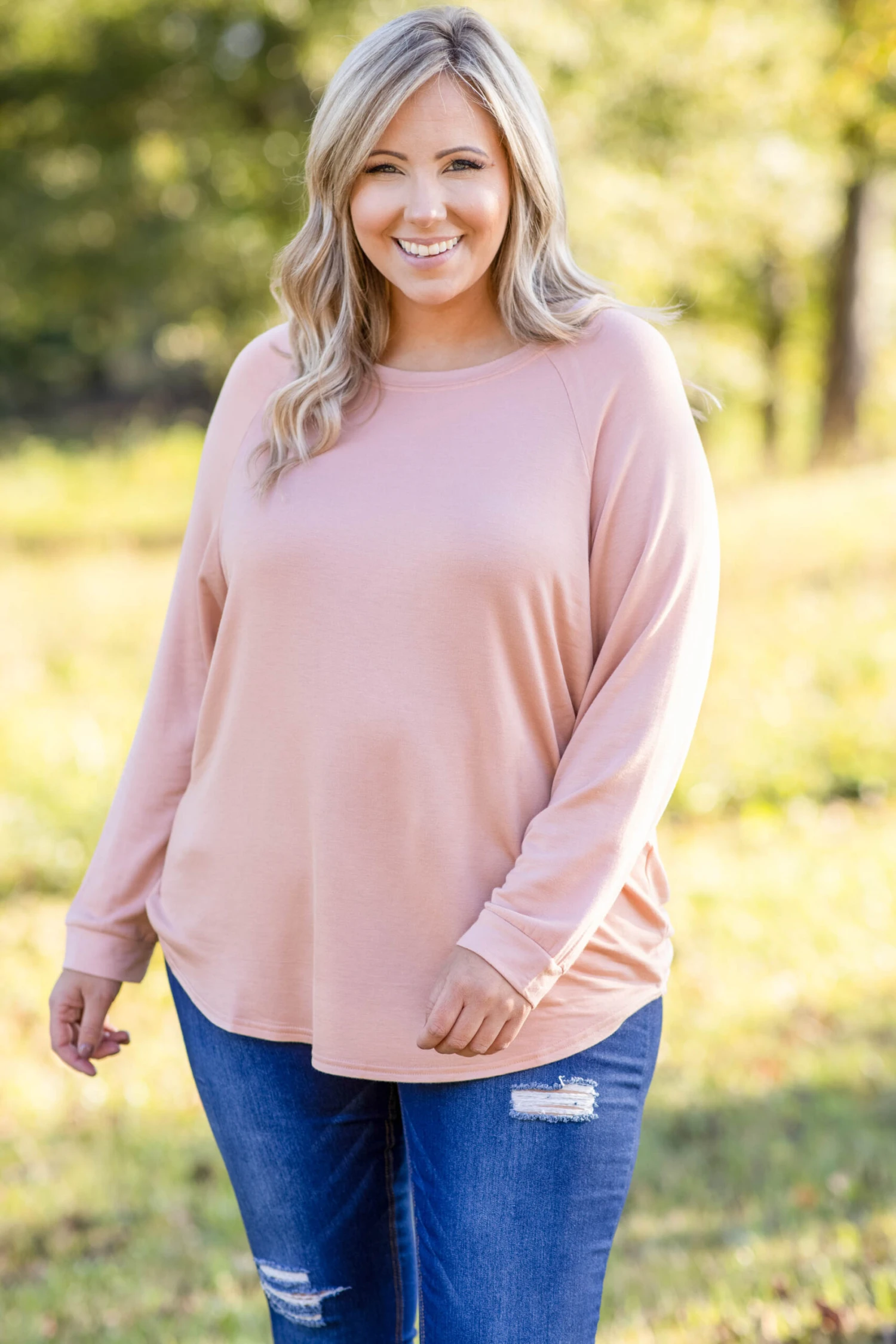 Curved Hem Slouchy Dolman Tunic, Blush Fleece 3 Curved Hem Slouchy Dolman Tunic, Blush Fleece