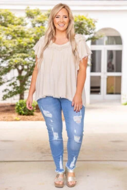 Dreaming Of A Fringe Moment Top, Oatmeal 10 Dreaming Of A Fringe Moment Top, Oatmeal -Chic Soul Store 5E1A9577 Edit