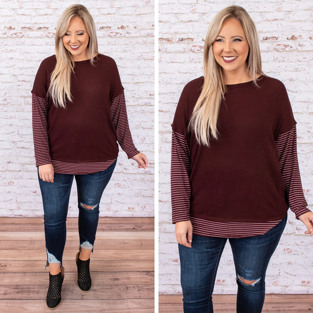 Leading The Way Top, Burgundy 8 Leading The Way Top, Burgundy - Image 6