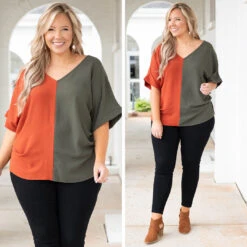 Double Dose Of Color Top, Olive -Chic Soul Store 5 b146badd 7c5f 4f6e 9a76 56fd36893222