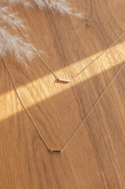 Double Petite Bar Necklace, Gold