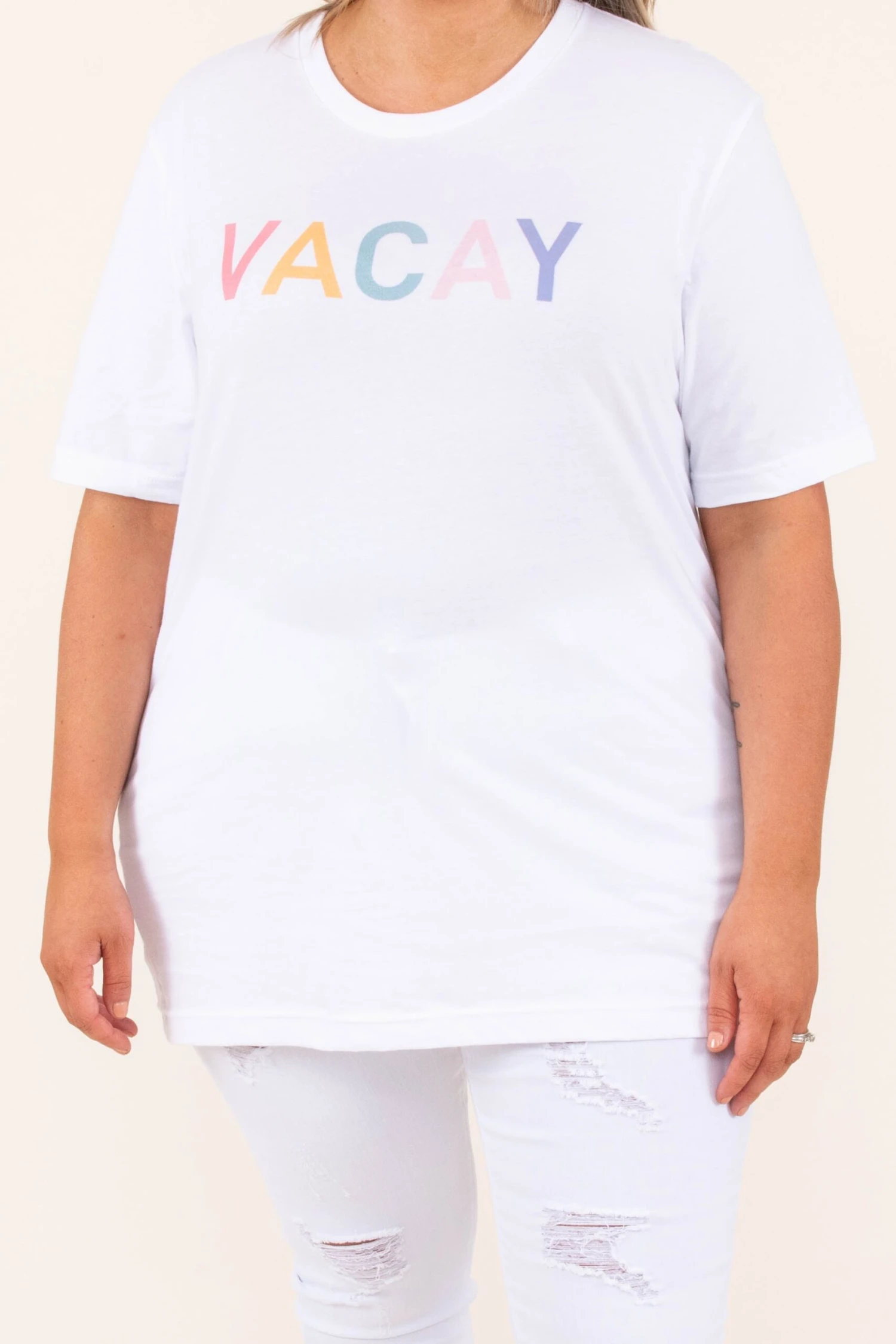 Summer Vacay Tee, White-Pink 6 Summer Vacay Tee, White-Pink - Image 4
