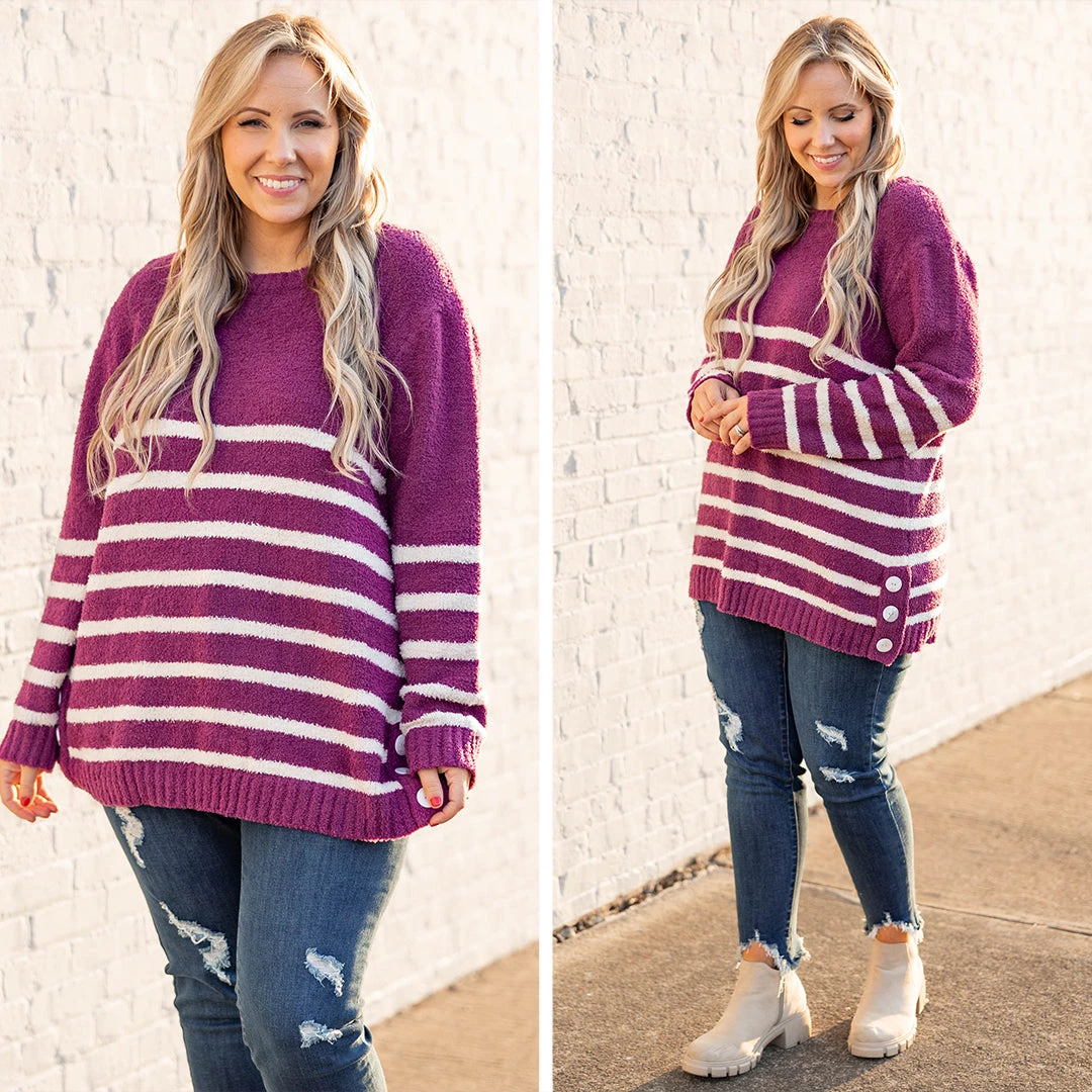 Series Of Notes Sweater, Plum 8 Series Of Notes Sweater, Plum - Image 6