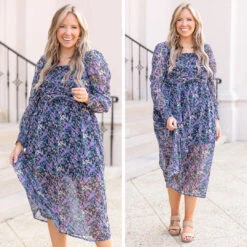 Flowers All Over Dress, Navy Orchid -Chic Soul Store 6 e948d0fa f2b9 4848 bc3b a49aea774d70