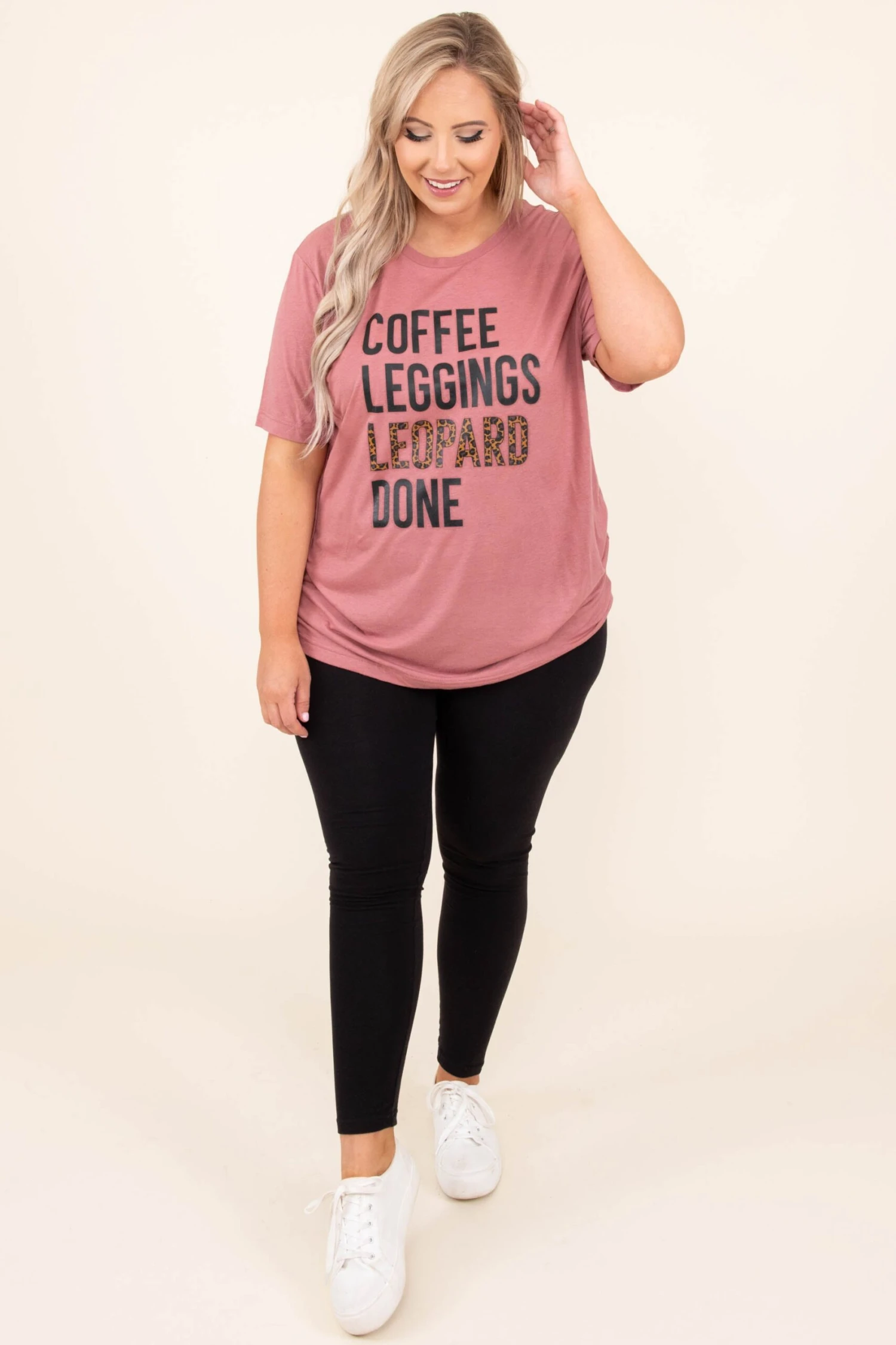 Coffee, Leggings & Leopard Tee, Mauve 5 Coffee, Leggings & Leopard Tee, Mauve - Image 3