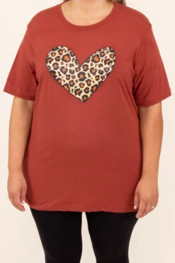 Leopard Heart Tee, Rust -Chic Soul Store 7 27 12823 Edit