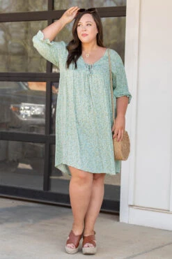 Perk Things Up Dress, Sage -Chic Soul Store 746A2599 Edit