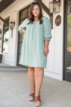 Perk Things Up Dress, Sage -Chic Soul Store 746A2606 Edit
