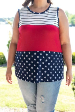 Free To Sparkle Tank, Navy -Chic Soul Store 746A6020 Edit