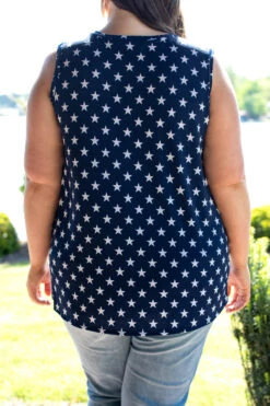 Free To Sparkle Tank, Navy -Chic Soul Store 746A6021 Edit
