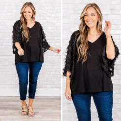 Feathered Delight Top, Black -Chic Soul Store 7 350217b0 3941 4076 91c1 1e63a75acaed