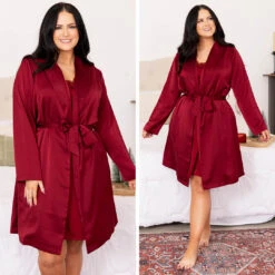Find Your Inner Beauty Silky Satin Robe, Wine -Chic Soul Store 7 816ec04a 56b0 4650 a368 9c65570b45d5